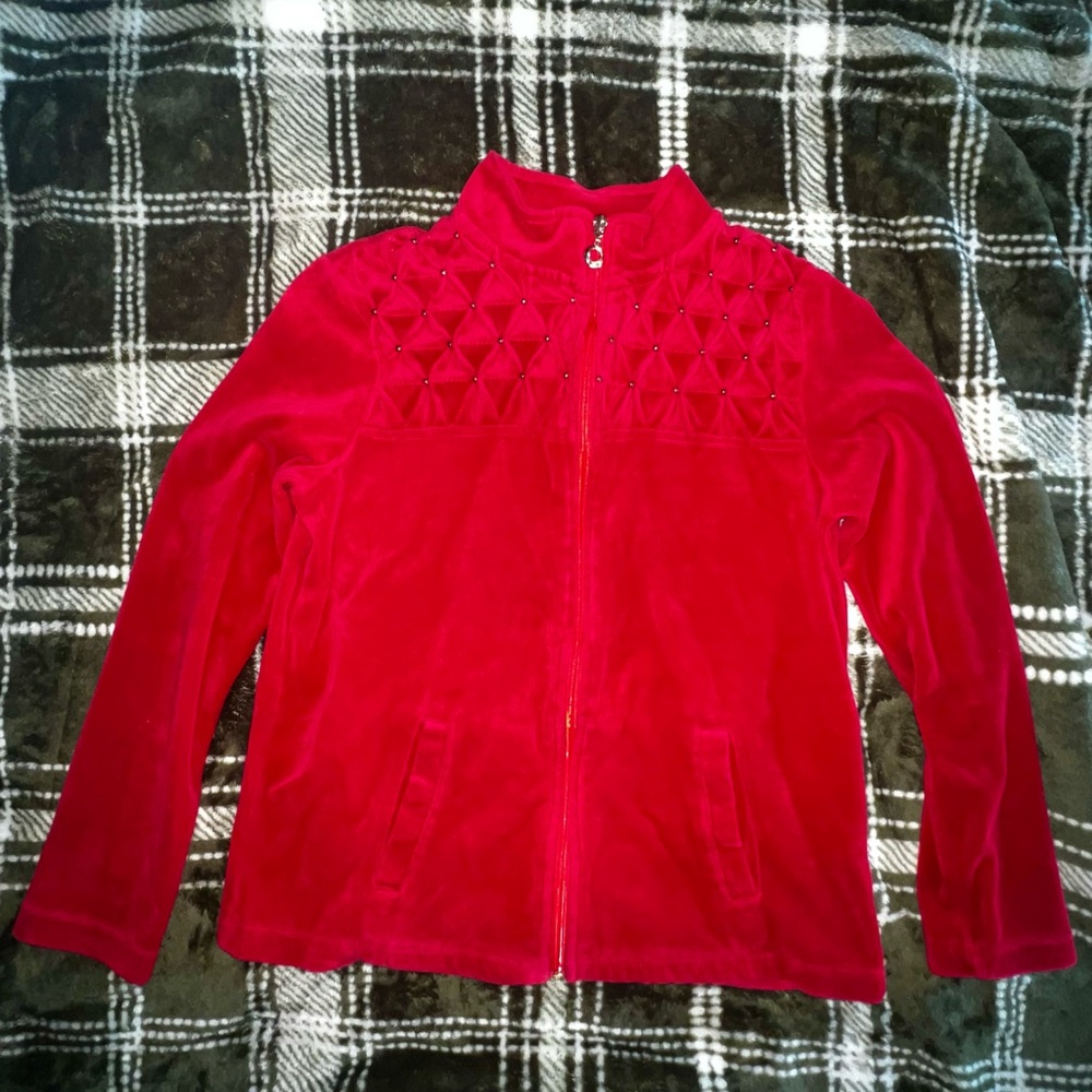 Onque Casuals Vibrant Red Teddy Jacket